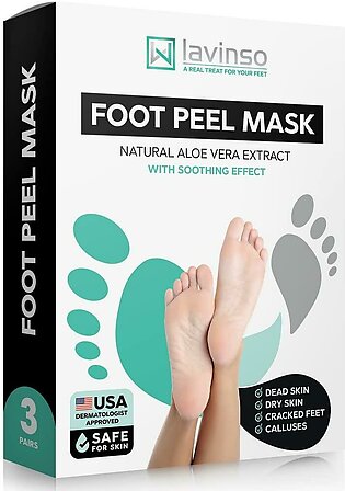 Foot Peel Mask For Dry Cracked Feet - 3 Pack Dead Skin Remover Foot Mask For Cracked Feet And Callus - Exfoliating Feet Peeling Mask For Soft Baby Feet, Original Scent By Lavinso