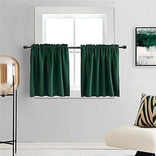 Donren Mini Blackout Curtains For Bedroom With Rod Pocket - Emerald Green Curtain Tiers For Small Window(30 Inch X 36 Inch,2 Panels)