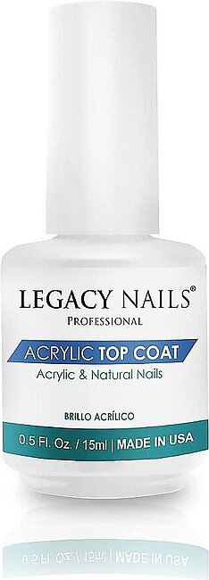 Legacy Nails Acrylic Top Coat 15ml / 0.5 FL.oz. Beauty and a shiny finish to acrylic, gel, and natural nails. Avoids nicks, chips, or smudges. Not need UV or LED lamp.