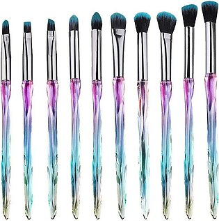 Tidengred makeup brush set 10 crystal cosmetic brushes, the latest diamond handle eye shadow Eyeliner blending crease color makeup brush, professional cosmetics eyebrow lip makeup tool, suitable for girls ideal female beauty tools.