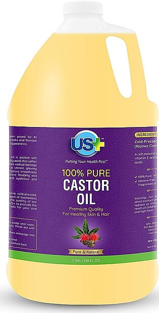 100% Pure Castor Oil - Cold-pressed, Unrefined, Hexane-free - Premium Quality - USP Grade (1 Gallon)