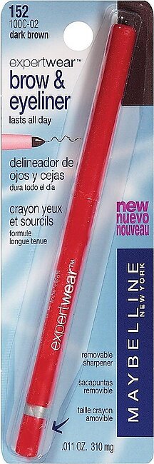 Maybelline Expert Wear Brow & Eyeliner Pencil, Dark Brown, 0.01 oz.