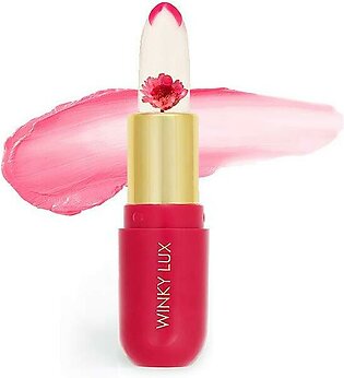 Winky Lux Flower Balm, Vegan Lip Balm and Lip Stain, pH Color Changing Lipstick, Vanilla Scented Pink Lip Tint with Real Chrysanthemum, Natural Lip Balm (Pink Flower)
