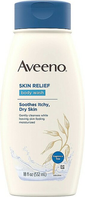 Aveeno Active Naturals Skin Relief Body Wash, Fragrance Free, 18 Fl Oz (Pack of 1)