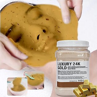 Lancity Jelly Mask Powder For Facials Skin Care, Natural Gel Face Masks, Professional Peel Off Jelly Mask, Moisturizing, Brightening Hydrating, Mask Powder For Wrinkles Acne 23 Fl Oz (24K Gold)
