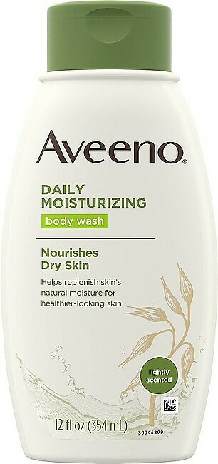 Aveeno Daily Moisturizing Body Wash with Soothing Oat, Creamy Shower Gel, Soap-Free and Dye-Free, Light Fragrance, 12 fl. oz