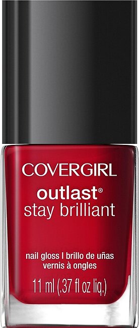 COVERGIRL Outlast Stay Brilliant Nail Gloss Red-dy and Willing 100, .37 oz (packaging may vary)