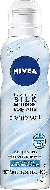 Nivea Creme Soft Foaming Silk Mousse Body Wash, Vanilla and Jasmine Blossom, 6.8 Ounce