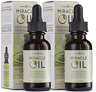 Earthly Body Miracle Oil, 1 Fl. Oz. - 2 Pack - 100% Natural Tea Tree Oil, Hemp Seed Oil & Vitamin E - Moisturizer, Calms Skin Irritations, Helps Smooth Wrinkles - Gluten Free, 100% Vegan