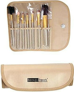cosmetics 7 Pc Makeup Brush Sets Brush Kits gold color Pouches - gifts (cos138 Z)