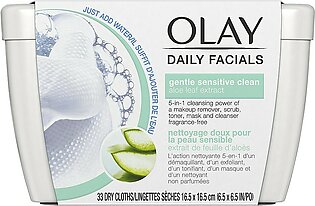 Olay Daily Sensitive Cleansing Cloths Tub with Aloe Extract Makeup Remover, 33 ct