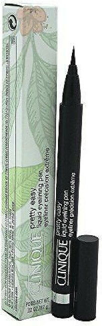Clinique Pretty Easy Liquid Eyelining Pen | Precision Brush With 24-Hour Smudge And Budge-Resistant Wear | Ophthalmologist Tested | Free Of Parabens, Phthalates, And Fragrance | Black - 0.02 Oz