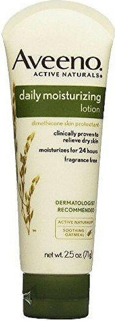 Aveeno Daily Moisturizing Body Lotion With Soothing Oat And Rich Emollients To Nourish Dry Skin, Fragrance-Free, 2.5 Fl. Oz (Pack Of 2)