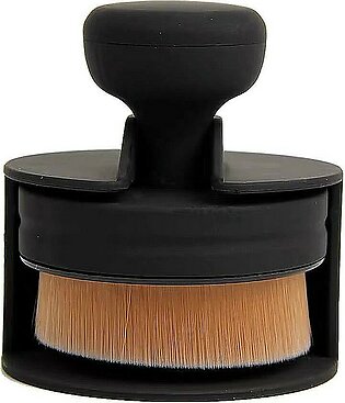 Flat round shaped Foundation Makeup Brush, Kabuki Liquid Foundation Brush Portable Cosmetic Brush Large Full Coverage Face Body Makeup Brush with Protective stand