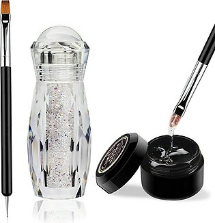 Micro AB Rhinestones with Glue and Tool, 1 Bottle of Ultra Mini 1.2mm Caviar Beads Rhinestones for 3D Nail Art with 8ml Glue and Tool Included