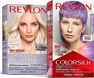 Bundle Of Revlon Permanent Hair Color Colorsilk Digitones With Keratin, 92D Pastel Lavender (Pack Of 1) Permanent Hair Color By Revlon, Color Effects Highlighting Kit, 60 Platinum, 8 Oz, (Pack Of 1)