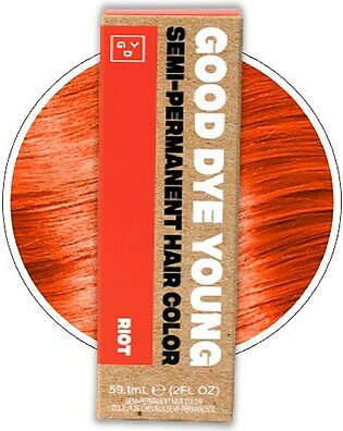 Good Dye Young Streaks And Strands Semi Permanent Hair Dye (Riot Orange) - Uv Protective Temporary Hair Color Lasts 15-24 Washes - Conditioning Orange Hair Dye - Ppd Free Hair Dye - Cruelty-Free Vegan Hair Dye