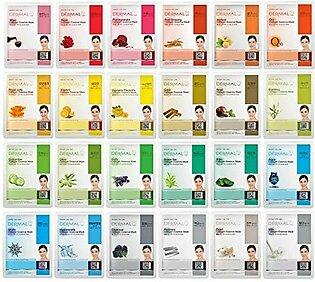 DERMAL 24 combo Pack A collagen Essence Korean Face Mask - Hydrating & Soothing Facial Mask with Panthenol - Hypoallergenic Self care Sheet Mask for All Skin Types - Natural Home Spa Treatment Mask