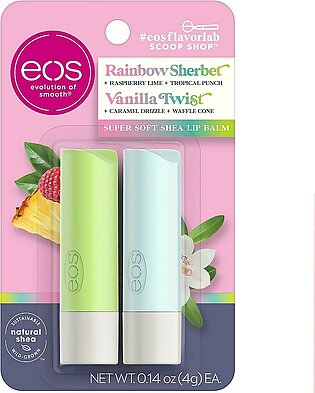 eos FlavorLab Lip Balm, Rainbow Sherbet & Vanilla Twist, Long-Lasting Hydration, Lip Care for Dry Lips, 0.14 oz, 2 Pack