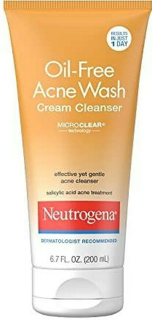 Neutrogena Oil-Free Acne Face Wash Cream Cleanser With 2% Salicylic Acid Acne Treatment, Non-Comedogenic & Gentle Daily Facial Cleanser For Acne-Prone Skin, 6.7 Fl. Oz