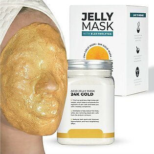 Braun Jelly Mask Jar 24K Gold Mandelic Ac Aha Peel-Off Face Care Rubber Mask 23 Fl Oz Skin Care Moisturizing Gel Mask Jar Spa Set