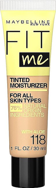 Maybelline Fit Me Tinted Moisturizer, Natural Coverage, Face Makeup, 118, 1 Count