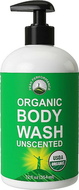 USDA Organic Body Wash - Unscented And Great For Sensitive Skin. Natural Organic Vegan Body Wash Made Organic Plant Oils And Extracts. Free of Toxins, And Chemical Detergents. Made in USA