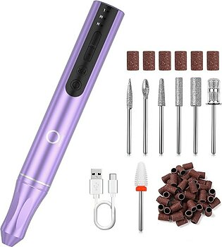 OHZOIRIc cordless Nail Drill Machine 20000RPM Professional Portable Rechargeable Electric Nail File Kit for Acrylic gel Nails Manicure Pedicure Polishing Home & Salon - Purple