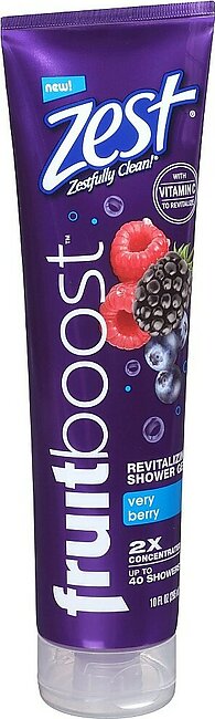 Zest Fruit Boost Shower Gel Very Berry 10 Ounce Tube (295ml) (2 Pack)