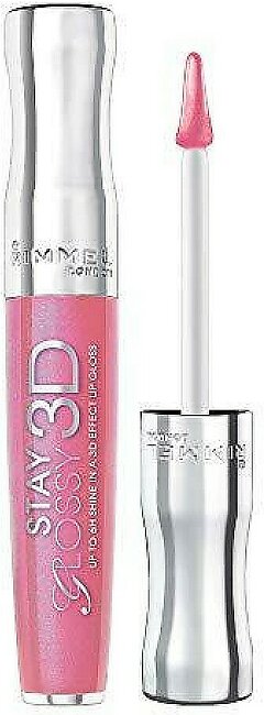 Rimmel Stay Glossy Lip Gloss - Non-Sticky and Lightweight Formula for Lip Color and Shine - 123 Back Row Smooch, .18oz