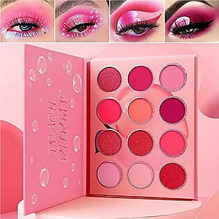 Pink Eyeshadow Palette Makeup Afflano,Pigmented Blendable Pink Shades Eye Shadow Pallet Matte Shimmer Cream,Bright Red Violet Small Cute Peach Eye Palette 12 Color,For Girlwomentravelmothers Gift