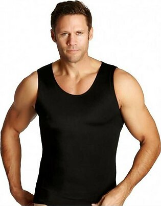 Insta Slim Mens Slimming Compression Muscle Tank Top Body Shaper Abdomen Control Undershirt (Black-X-Large)