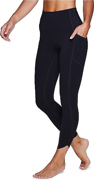 Rbx Active Womens Athletic Running Yoga Mesh Detail High Waist 78 Length Squat Proof Ankle Legging With Pockets Tulip Hem Black M
