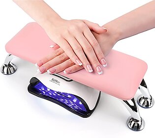 Nail Arm Rest For Acrylic Nails, Microfiber Leather Nail Hand Rest Cushion For Nails, Soft Hand Pillow Footstool With 4 Stainless Steel Stand Thick Sponge Nail Arm Rest Pillow For Nail Tech Use (Pink)