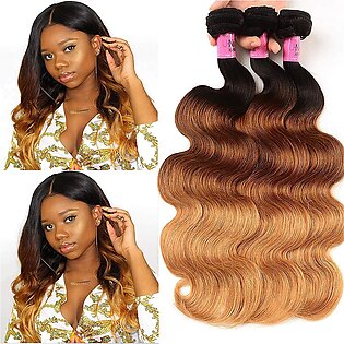 Unice Ombre Body Wave Human Hair 3 Bundles Brazilian Remy Hair Weaves Extensions T1B427 Color 16 16 16 Inch