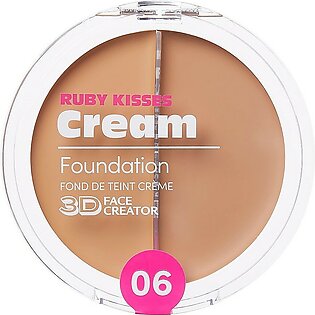 Ruby Kisses Cream Foundation 3D Face Creator 2-Color Foundation And Concealer, 12 Hour Wear Long Lasting, Medium To Full Coverage (Level 6)