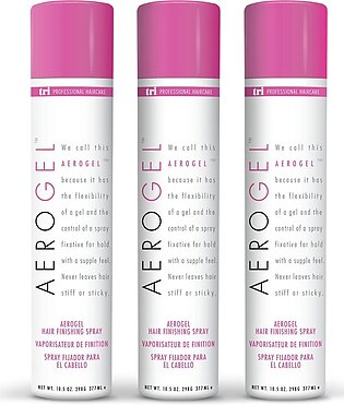 TRI Aerogel Hairspray - Non-Toxic Hair Finishing Spray for Styling, Volumizing and Holding Curly Hair with Flexible Hold - For Women and Men - Pack of 3 (10.5 oz)
