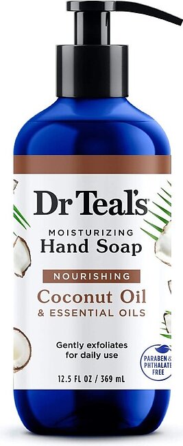 Dr Teal's Gentle Exfoliating Liquid Hand Soap, Coconut Oil & Essential Oils, 12.5 fl oz (Packaging May Vary)