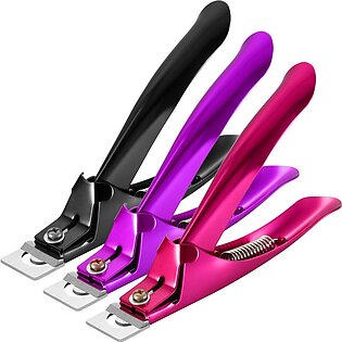 3 Pieces False Nail Clipper Acrylic Nail Tips Cutter Rustproof Stainless Steel Nails Clipper Kit Nail Trimmer Manicure Tool for Artificial Gel Acrylic Nail (Rose Red, Purple, Black)