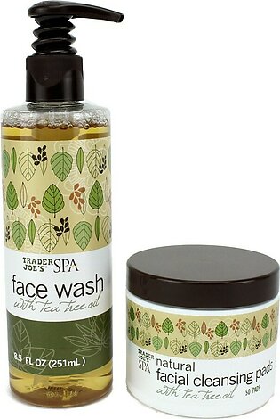 Trader Joe's Spa Set: Face Wash and Facial Cleansing Pads with Tea Tree Oil