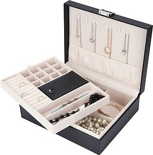Jewelry Box Organizer, Travel Jewelry Storage Boxes Necklace Holders Display Tray Storage Case(Black) A