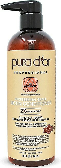 PURA D'OR Professional Grade Biotin Conditioner For Thinning Hair, Clinically Proven Anti-Thinning Hair Care, 2X Concentrated DHT Blocker Hair Thickening Products For Women & Men, 16oz