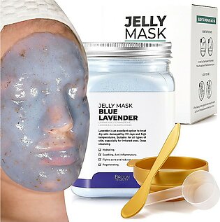 Braun Jelly Mask Jar Blue Lavender Peel-Off Face Care Rubber Mask 23 Fl Oz Skin Care Moisturizing Gel Mask Jar Spa Set