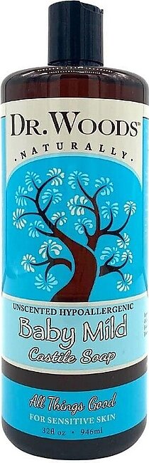 Dr. Woods Unscented Body Wash Baby Mild Liquid Castile Soap, 32 Ounce