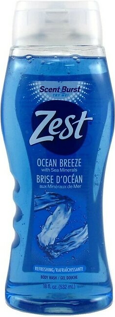 Zest Body Wash Ocean Breeze Invigorating 18 Ounce (532ml) (Pack of 2)