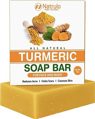 Natural Turmeric Soap Bar for Face & Body - Turmeric Skin Brightening Soap for Dark Spots, Intimate Areas, Underarms - Turmeric Face Wash Reduces Acne, Fades Scars & cleanses Skin - 5oz Turmeric Bar