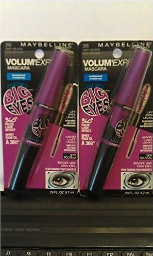 Maybelline New York Volum Express Falsies Big Eyes Waterproof Mascara, Very Black [205] 0.29 Oz (Pack Of 2)