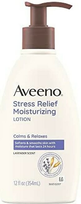 Aveeno Stress Relief Moisturizing Body Lotion with Lavender, Natural Oatmeal and chamomile & Ylang-Ylang Essential Oils to calm & Relax, 12 fl oz