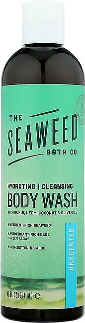 Seaweed Bath Co. Hydrate Body Wash, Unscented, 12 Ounce, Sustainably Harvested Seaweed, Blue Green Algae, Kukui and Coconut Oils
