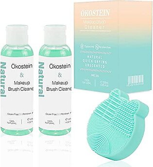 Makeup Brush Cleaner Set With Brush Cleaning Mat Natural Formula Unscent, 2 In 1 Silicone Brush Cleaning Mat Deep Clean Washing Cleanser For Brushes Beauty Blender Sponge (4.22 Fl Oz (Pack Of 2))